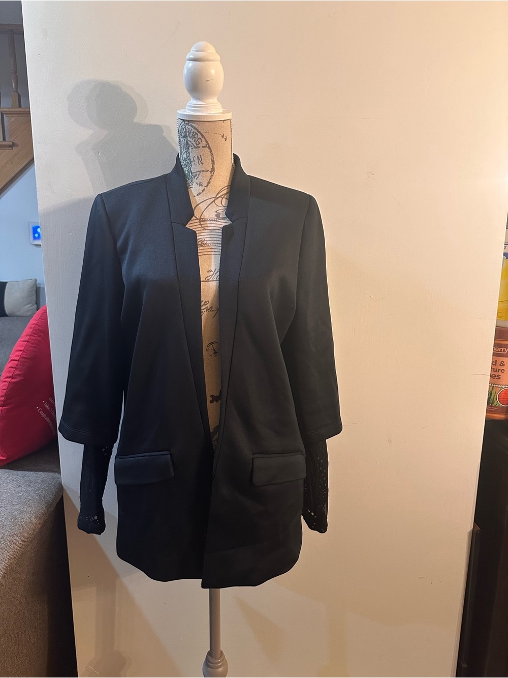 Lukka Lux Black Open-Front Collarless Blazer